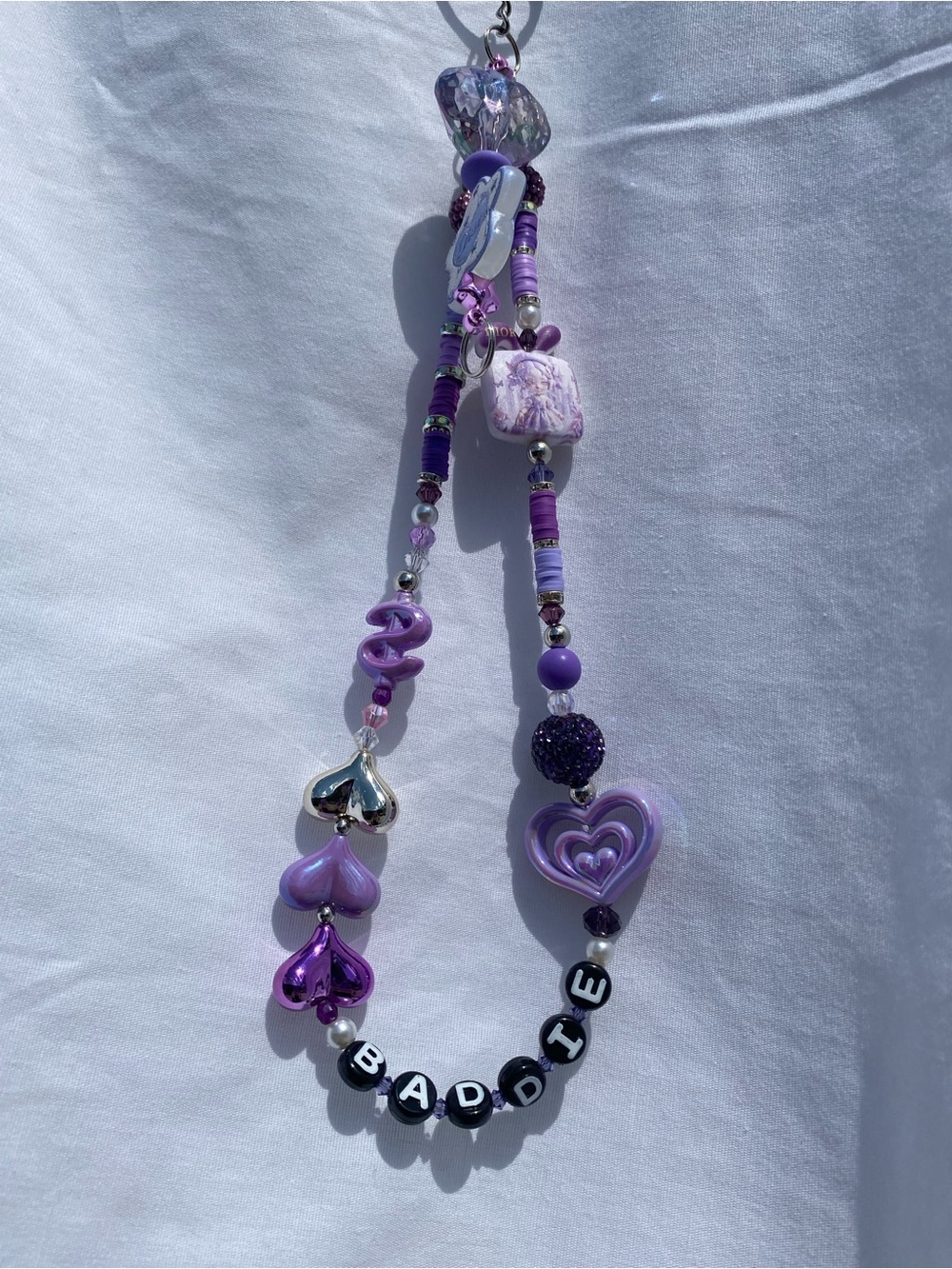 💜 Handmade Y2K Purple Beaded "Baddie" Keychain Bag Charm 💜